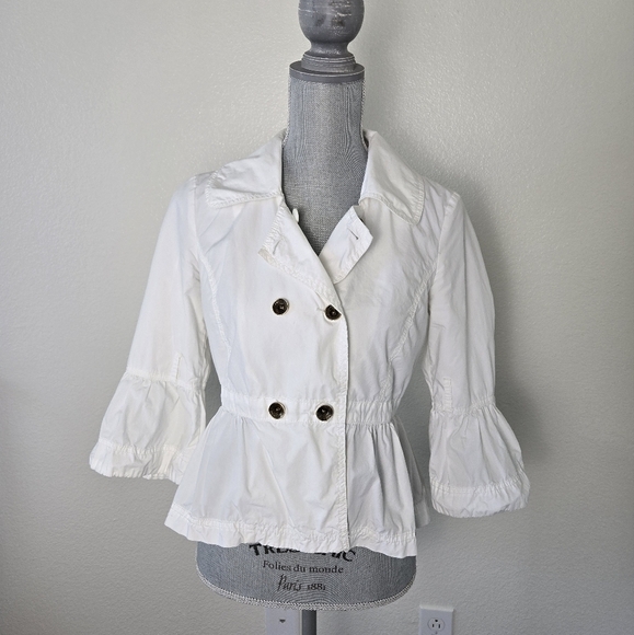 Fornarina Lightweight 100% Cotton Double-Breasted White Jacket size Small - Picture 1 of 16